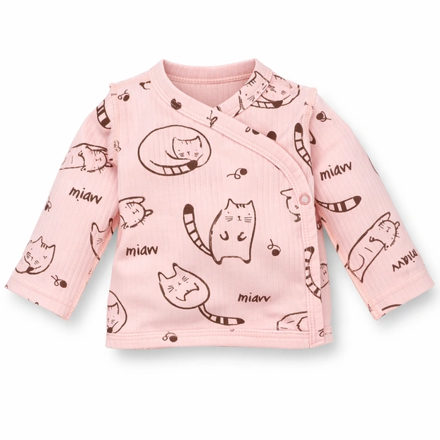 Распашонка для девочки, 56-62см, интерлок рапорт 100% хлопок, розовый с принтом фото Татошка