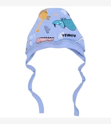 Детский чепчик для мальчика, футер, голубой с принтом фото на tatoshka.ua
