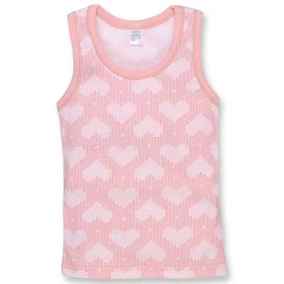 Дитяча майка для дівчинки, р.74-134 см, рібана, рожева з принтом