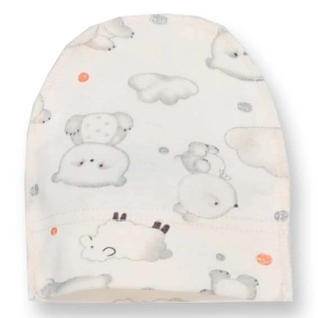 Дитяча шапочка, р.36-42 р, інтерлок, молочний з принтом фото Татошка