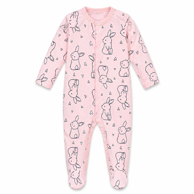 Дитячий комбінезон для дівчинки, р.62-86 см, інтерлок, рожевий з принтом фото Татошка