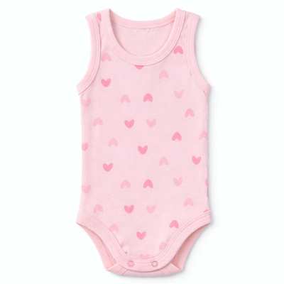 Боді уні, 68-92 см, рібана , рожевий з принтом