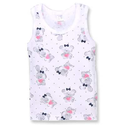 Дитяча майка для дівчинки, р.98-128 см, рібана, білий з принтом