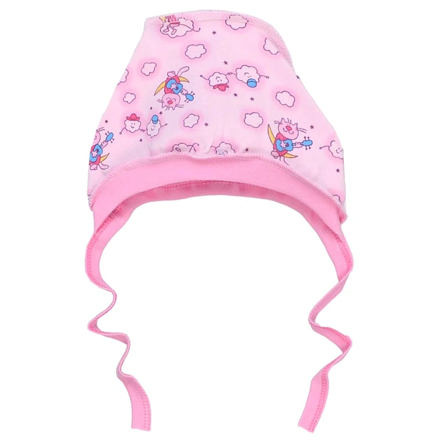 Детский чепчик для девочки, интерлок, розовый с принтом фото Татошка