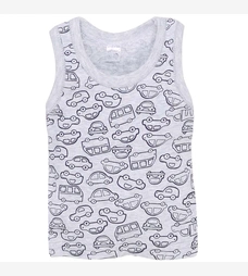 Дитяча майка для хлопчика, р.74-128 см, рібана, сірий меланж з принтом фото на tatoshka.ua