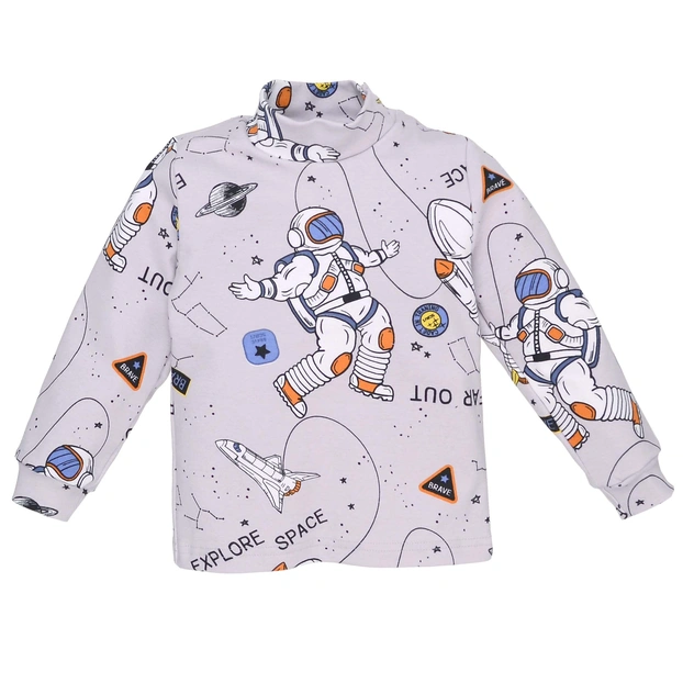 Дитячий гольф для хлопчика, р.92-116 см, рібана, сірий з принтом фото Татошка