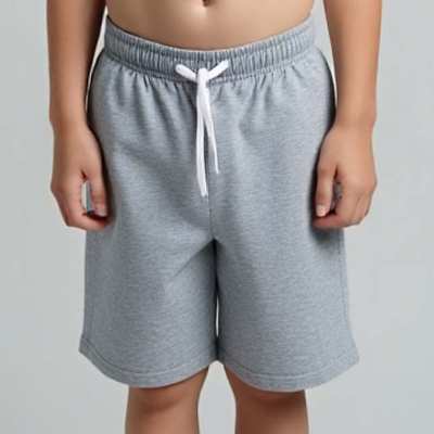 Шорти для хлопчика, 116-164см, футер петельний без підчосу, сірий меланж з принтом