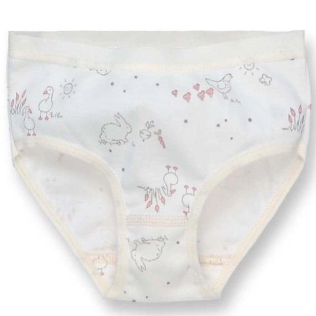 Труси класичні для дівчинки, 86-116см, мультіріп 100% бавовна, молочний з принтом фото Татошка