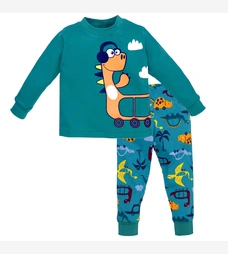 Дитяча піжама уні, р.80-110 см, кулір, зелена з аплікацією фото на tatoshka.ua