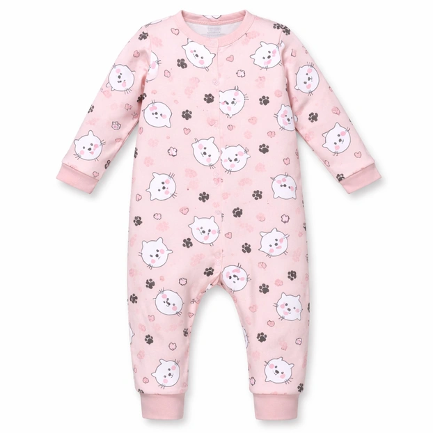 Дитячий комбінезон для дівчинки , р.80-86 см, інтерлок, рожевий з принтом фото Татошка