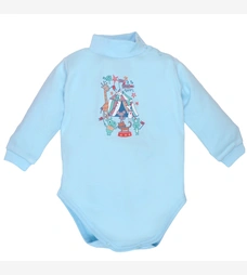 Дитячий боді-гольф  для хлопчика, р. 68-86см, інтерлок з начісом, блакитний з аплікацією фото на tatoshka.ua