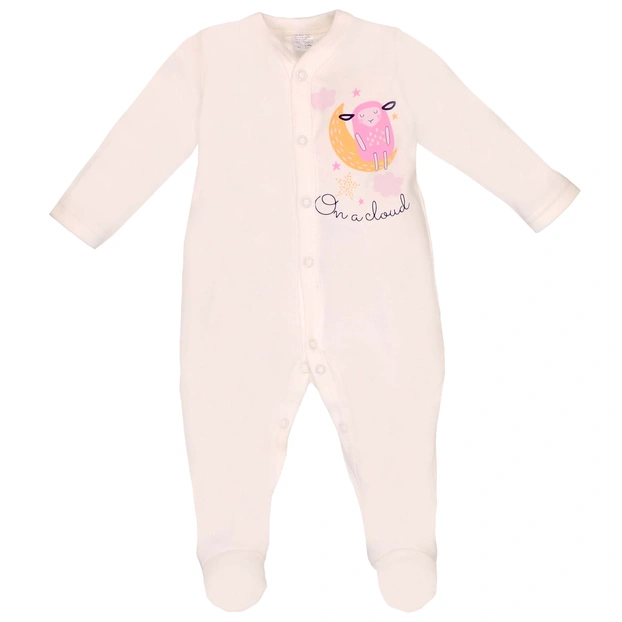 Дитячий комбінезон для дівчинки, р.62-74 см, інтерлок, молочний з аплікацією фото Татошка