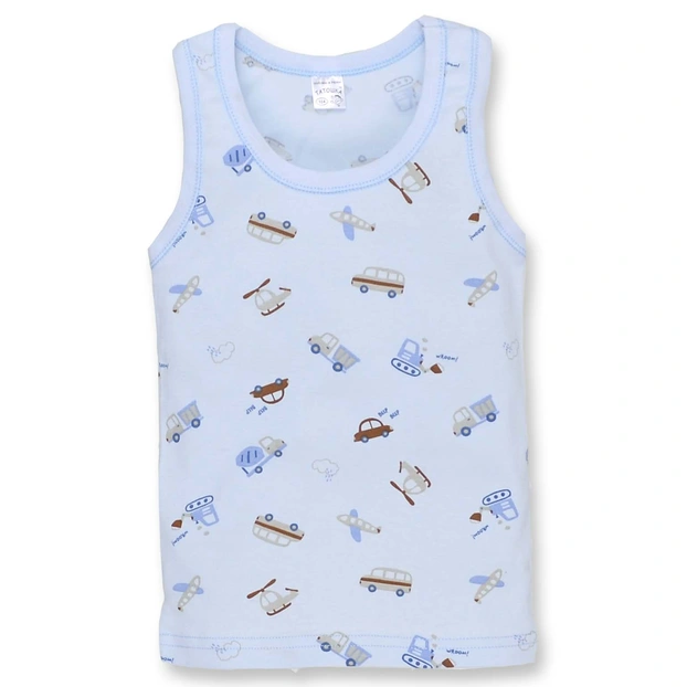 Дитяча майка для дівчинки, р.74-116 см, рібана, блакитна з принтом фото Татошка