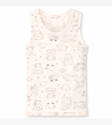 Дитяча майка для дівчинки, р.80-122 см, рібана, молочний з принтом фото на tatoshka.ua