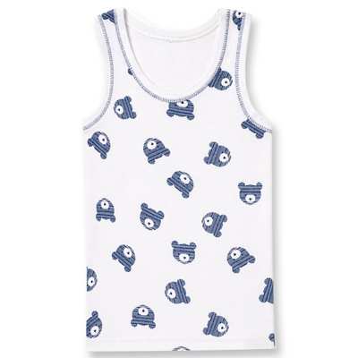 Дитяча майка уні р.74-116 см, рібана, біла з принтом