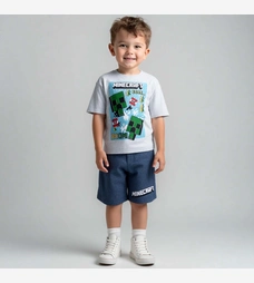 Комплект дитячий для хлопчика, р.104-146 см, кулір, блакитний меланж з принтом фото на tatoshka.ua