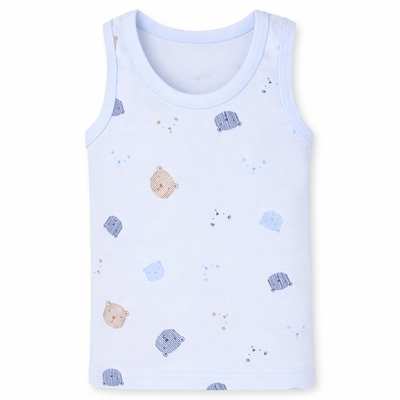 Дитяча майка для хлопчика, р.74-116 см, рібана, блакитна з принтом