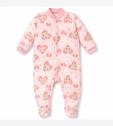 Дитячий комбінезон для дівчинки, р.62-74 см, футер з начісом, рожевий з принтом фото на tatoshka.ua