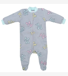 Детский комбинезон для девочки, р.62-74 см, флис, серый с принтом фото на tatoshka.ua