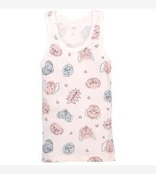 Дитяча майка для дівчинки, р.86-146 см, рібана, молочна з принтом фото на tatoshka.ua