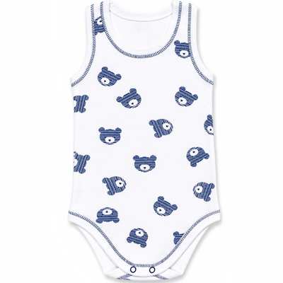 Боді уні, 68-86 см, рібана , білий з принтом