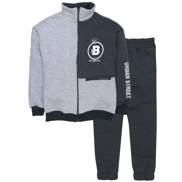 Комплект дитячий для хлопчика, р.128-146 см, футер тринитка, сірий меланж фото Татошка