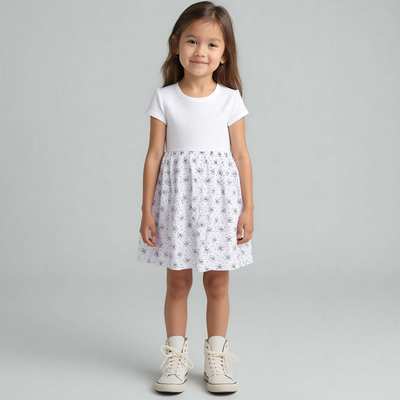 Дитяча сукня, р.92-104 см, муслін, біла з принтом