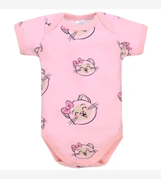 Боді для дівчинки, 68-92 см, рібана 100% бавовна, рожева з принтом фото на tatoshka.ua