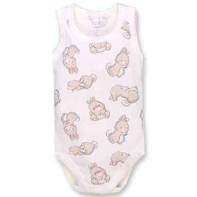 Боді-майка уні, 68-86см, рібана 100% бавовна, молочна з принтом