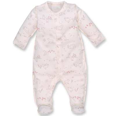 Дитячий комбінезон уні, р.50-56 см, інтерлок "рапорт", молочний з принтом