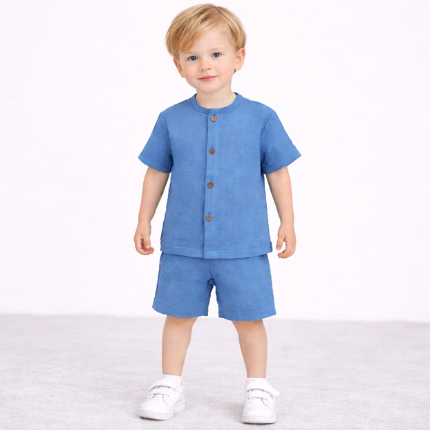 Комплект дитячий уні, р.104-110 см, муслін, синій фото Татошка