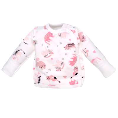 Распашонка для девочки, 50-62 см, футер 100% хлопок, белый с принтом