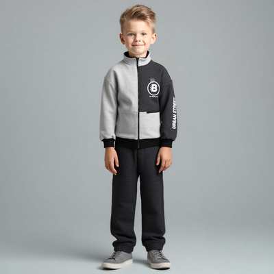 Комплект дитячий для хлопчика, р.128-146 см, футер тринитка, сірий меланж