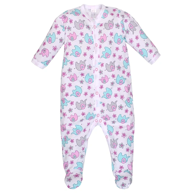 Детский комбинезон для девочки, р.62-74 см, кулир, белый с принтом. фото Татошка