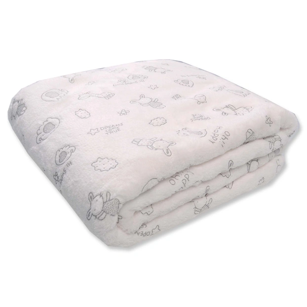 Ковдра велсофт 90*100, молочна з принтом фото Татошка