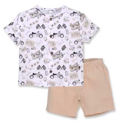 Комплект дитячий для хлопчика, р.104-110 см, муслін, білий з принтом