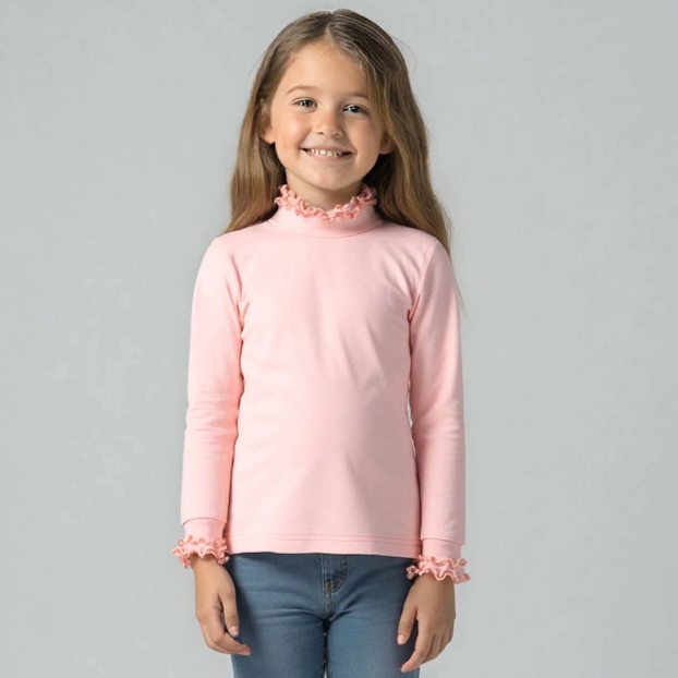 Дитячий гольф для дівчинки, р.128-140 см, інтерлок, рожевий фото Татошка