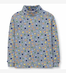 Дитячий гольф уні, р.86-122 см, кашкорсе, сірий меланж з принтом фото на tatoshka.ua