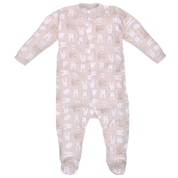 Дитячий комбінезон уні, р.62-86 см, інтерлок, бежевий з принтом фото Татошка