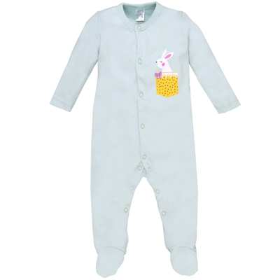 Детский комбинезон уни, р.62-74 см, интерлок, зеленый с аппликацией.