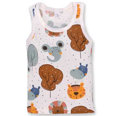 Дитяча майка уні, р.92-122 см, рібана, блакитна з принтом