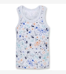 Дитяча майка для хлопчика, р.80-152 см, рібана, блакитний з принтом фото на tatoshka.ua