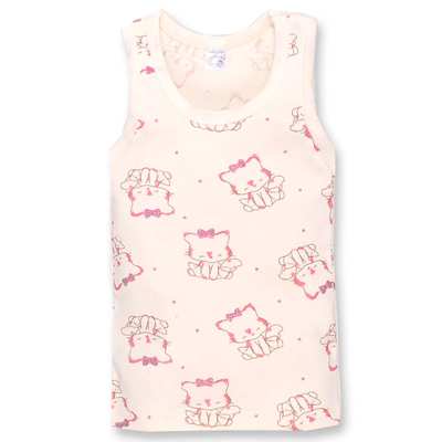 Дитяча майка для дівчинки, р.74-134 см, рібана, молочний з принтом