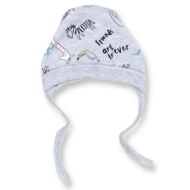 Дитячий чепчик уні, кулір, сірий меланж з принтом фото Татошка