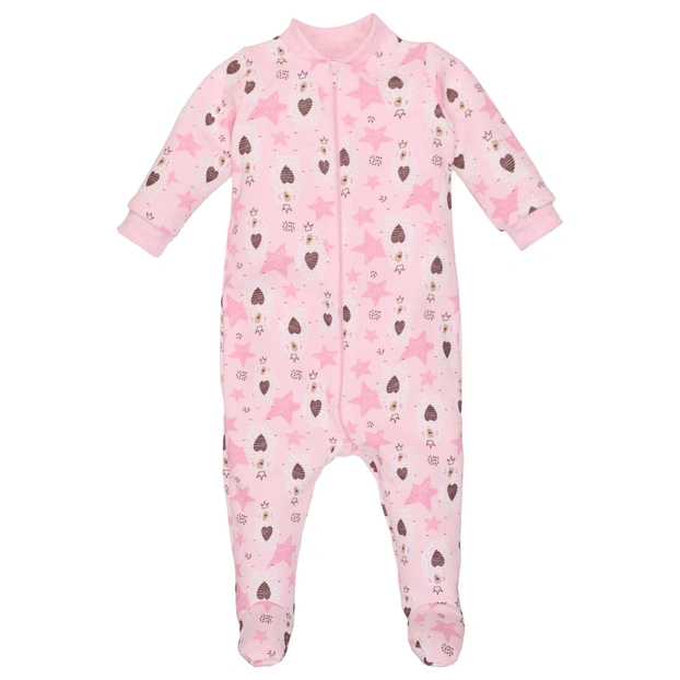 Дитячий комбінезон для дівчинки, р.56-74 см, селяник, рожевий з принтом фото Татошка