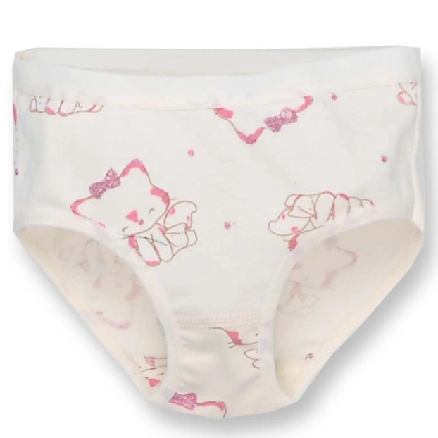 Труси класичні для дівчинки, 86-122см, мультіріп 100% бавовна, молочні з принтом фото Татошка