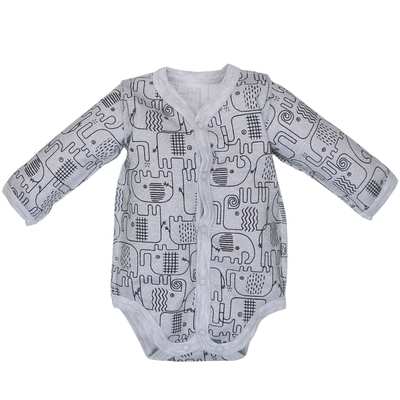 Боді уні, 56-80 см, інтерлок 100% бавовна, сіра з принтом