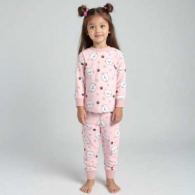 Піжама дитяча для дівчинки, р.80-98 см, інтерлок, рожева з принтом
