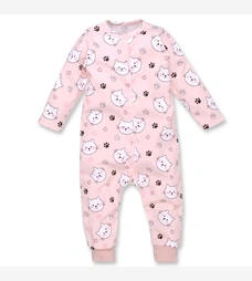 Дитячий комбінезон для дівчинки , р.80-86 см, інтерлок, рожевий з принтом фото на tatoshka.ua