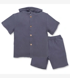 Комплект дитячий уні, р.116-134 см, муслін, сірий фото на tatoshka.ua